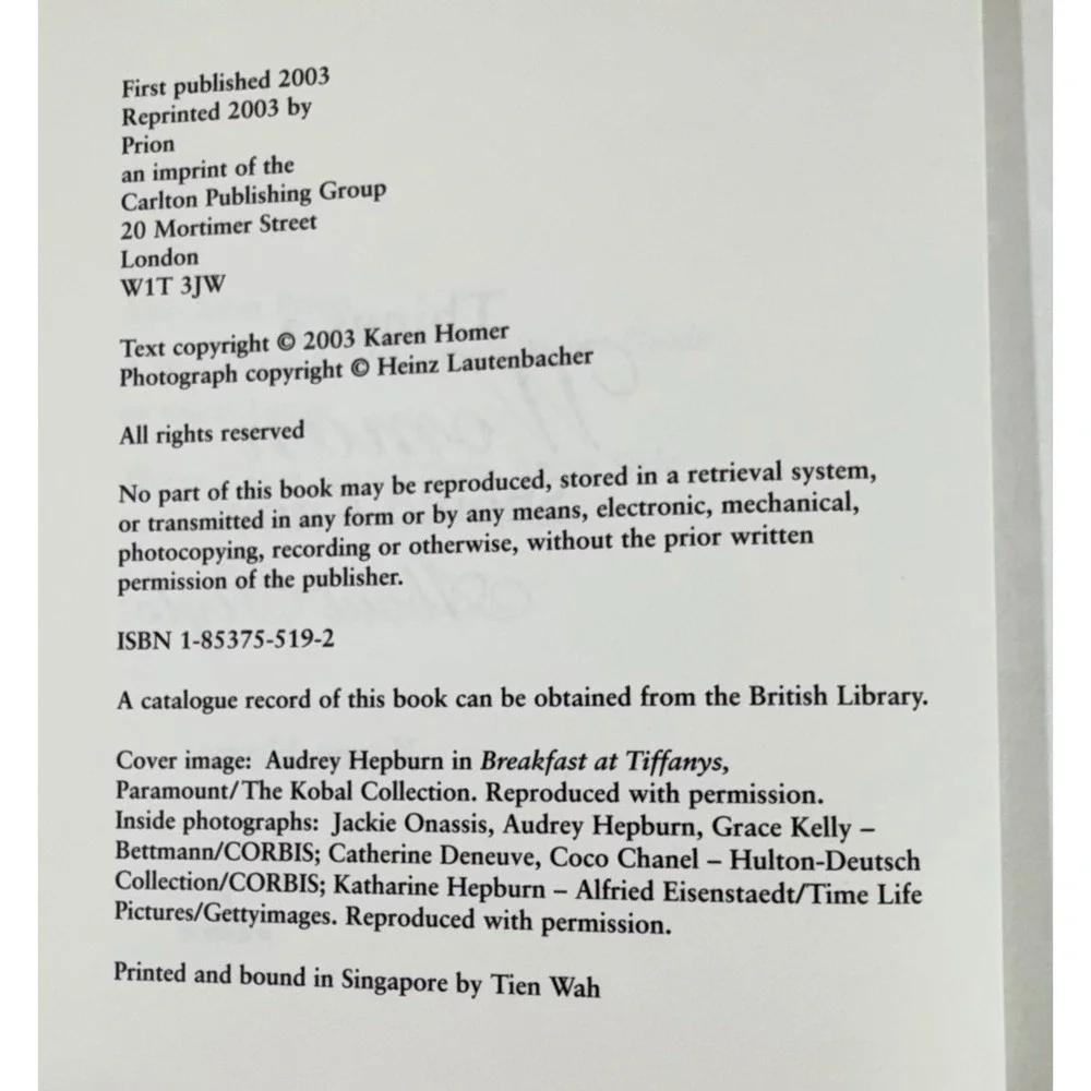 Karen Homer Things a Woman Should Know About Style Book Pink Audrey Hepburn 2003